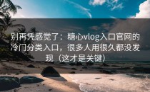 别再凭感觉了：糖心vlog入口官网的冷门分类入口，很多人用很久都没发现（这才是关键）