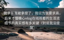 我承认我被拿捏了，我以为我要求高，后来才懂糖心vlog在线观看的生活流细节的真实感有多关键（别说我没提醒）
