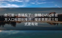你可能一直搞反了：做糖心vlog新官方入口标题别堆词：搜索意图这三句式更有效