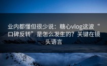 业内都懂但很少说：糖心vlog这波“口碑反转”是怎么发生的？关键在镜头语言