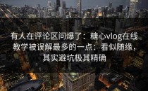 有人在评论区问爆了：糖心vlog在线教学被误解最多的一点：看似随缘，其实避坑极其精确