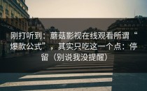 刚打听到：蘑菇影视在线观看所谓“爆款公式”，其实只吃这一个点：停留（别说我没提醒）