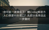 你可能一直搞反了：糖心vlog新官方入口想更对你胃口？先把分类筛选这一步做对