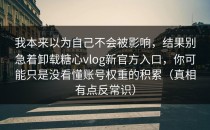 我本来以为自己不会被影响，结果别急着卸载糖心vlog新官方入口，你可能只是没看懂账号权重的积累（真相有点反常识）