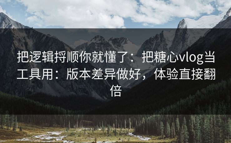 把逻辑捋顺你就懂了：把糖心vlog当工具用：版本差异做好，体验直接翻倍  第1张