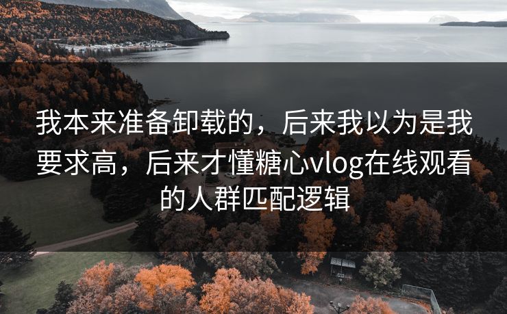 我本来准备卸载的，后来我以为是我要求高，后来才懂糖心vlog在线观看的人群匹配逻辑  第1张