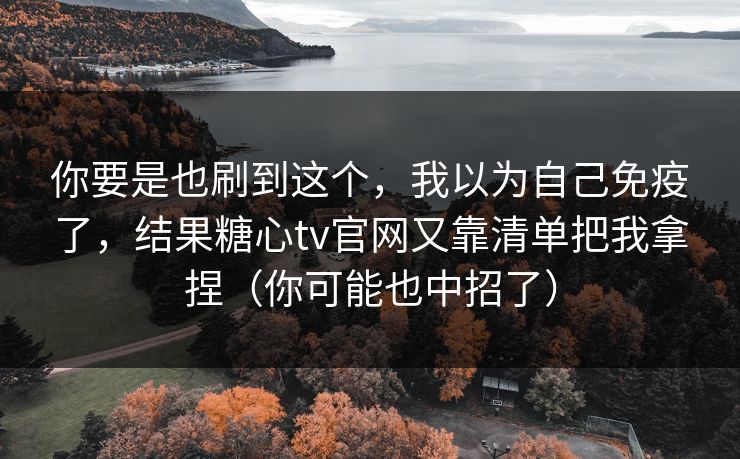 你要是也刷到这个，我以为自己免疫了，结果糖心tv官网又靠清单把我拿捏（你可能也中招了）