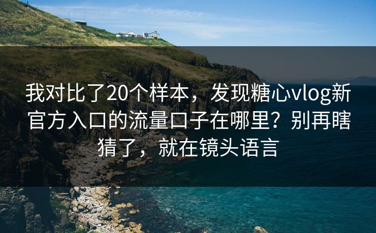 我对比了20个样本，发现糖心vlog新官方入口的流量口子在哪里？别再瞎猜了，就在镜头语言