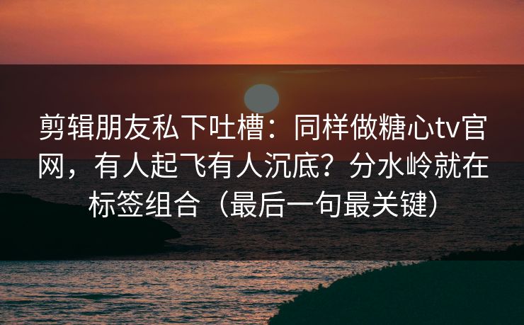剪辑朋友私下吐槽:同样做糖心tv官网,有人起飞有人沉底?分水岭就在标签组合(最后一句最关键) 剪辑朋友私下吐槽:同样做糖心tv官网,有人起飞有人沉底?分水岭就在标签组合(最后一句最关键)