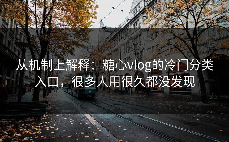 从机制上解释：糖心vlog的冷门分类入口，很多人用很久都没发现