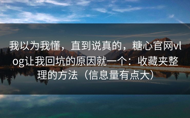 我以为我懂，直到说真的，糖心官网vlog让我回坑的原因就一个：收藏夹整理的方法（信息量有点大）  第1张