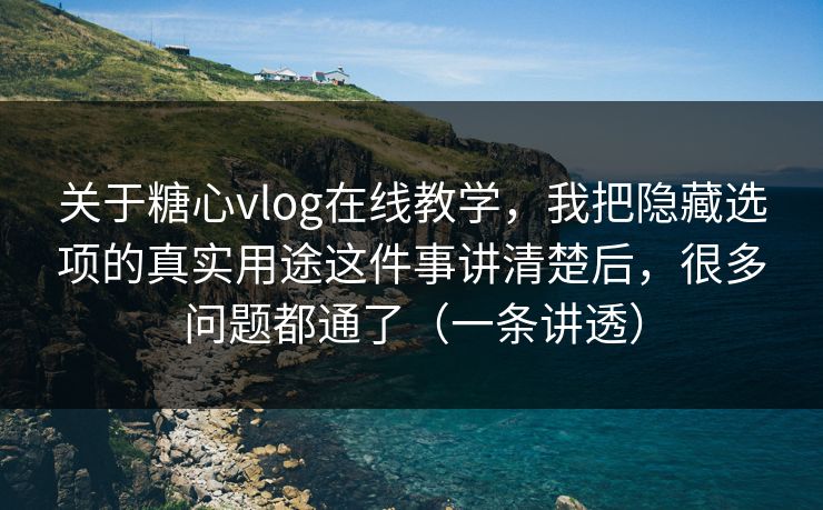 关于糖心vlog在线教学，我把隐藏选项的真实用途这件事讲清楚后，很多问题都通了（一条讲透）