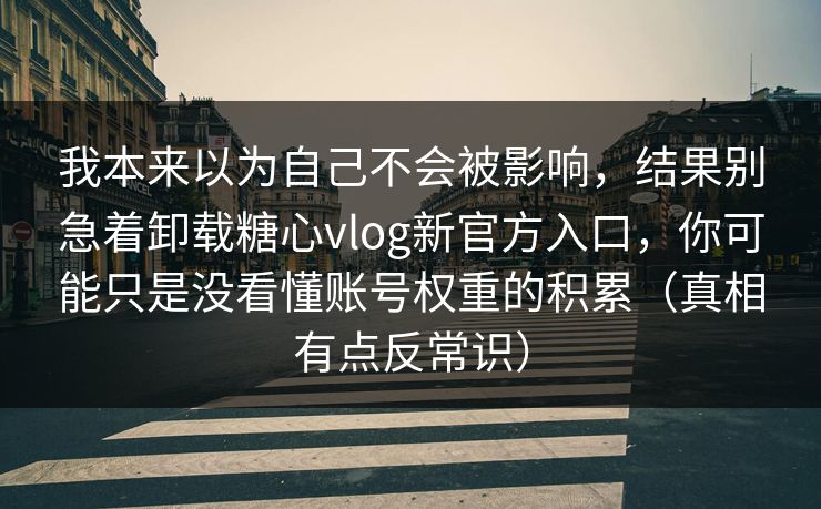 我本来以为自己不会被影响，结果别急着卸载糖心vlog新官方入口，你可能只是没看懂账号权重的积累（真相有点反常识）